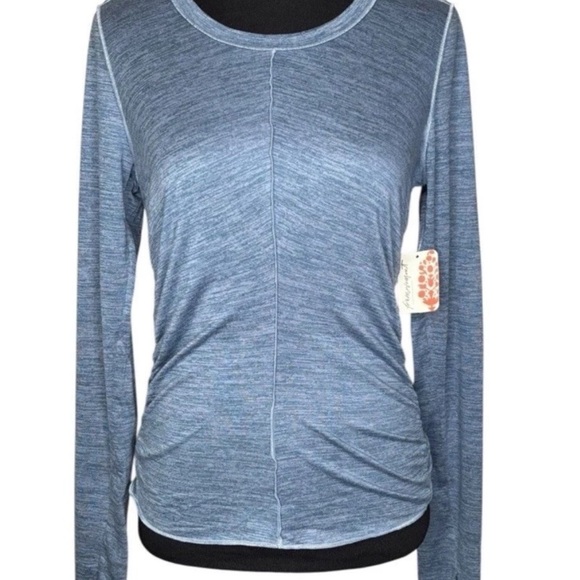 Free People FP Movement Right On Run Long Sleeve Shirt Black & Blue XSmall XS - Picture 11 of 15